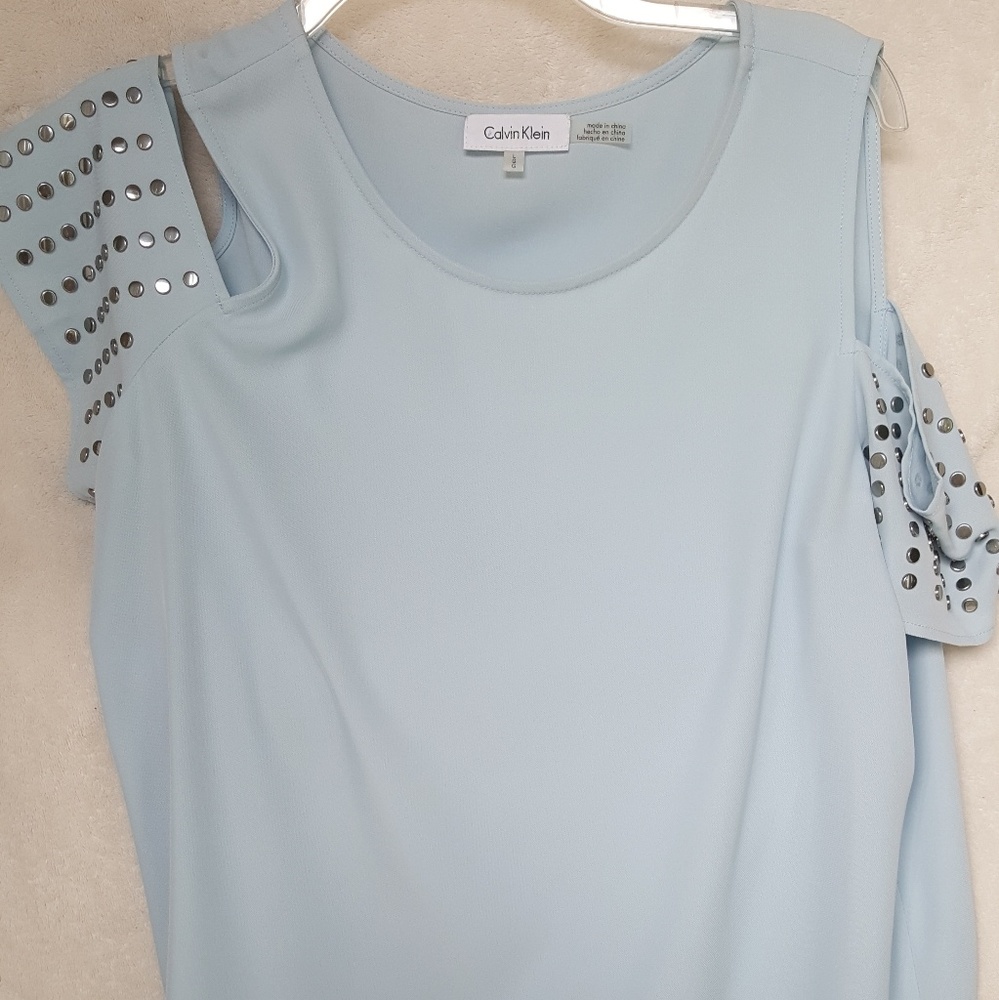 Studded cold-shoulder top